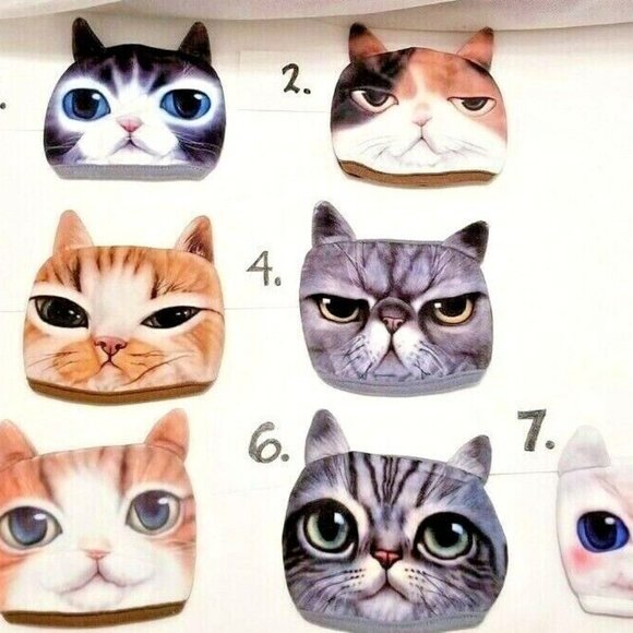 4 PACK cats FACE COVER Adult teen MASK Pick your KITTEN Cat pet 3D ears soft HK - Picture 1 of 7